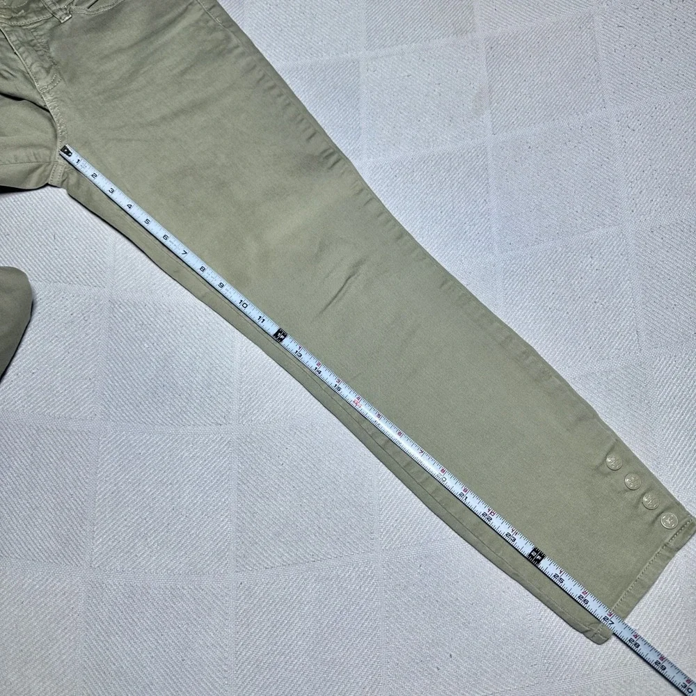 Tory Burch Emmy Ankle Pants Womens 29 Slim Straight Button Hem Olive Green